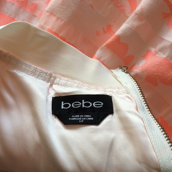 Bebe apricot/peach floral stripe full mini skirt - Picture 5 of 5